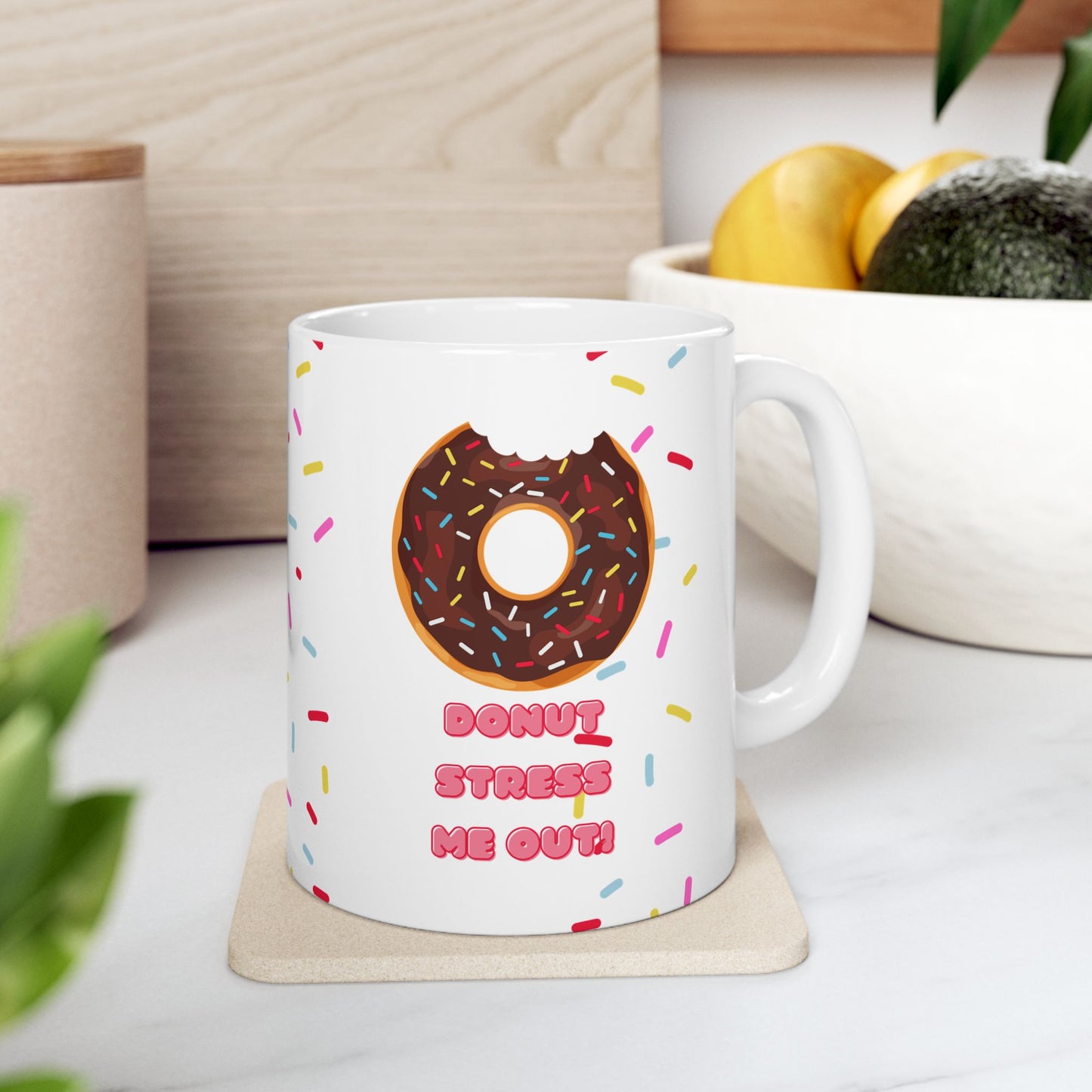 Donut Stress Me Out Coffee Mug – Fun Pun for Family Mornings & Letter Writing Days