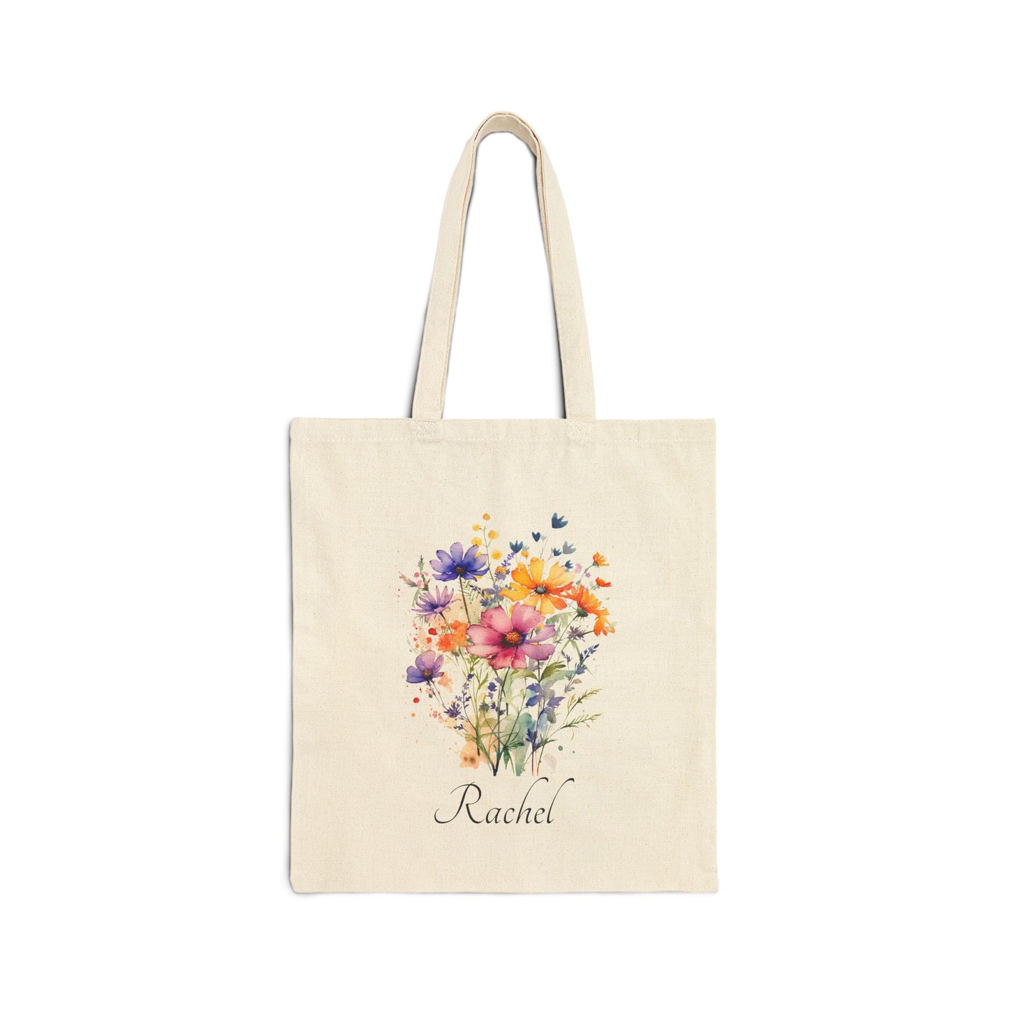 Personalized Wild & Free Floral Cotton Canvas Tote Bag