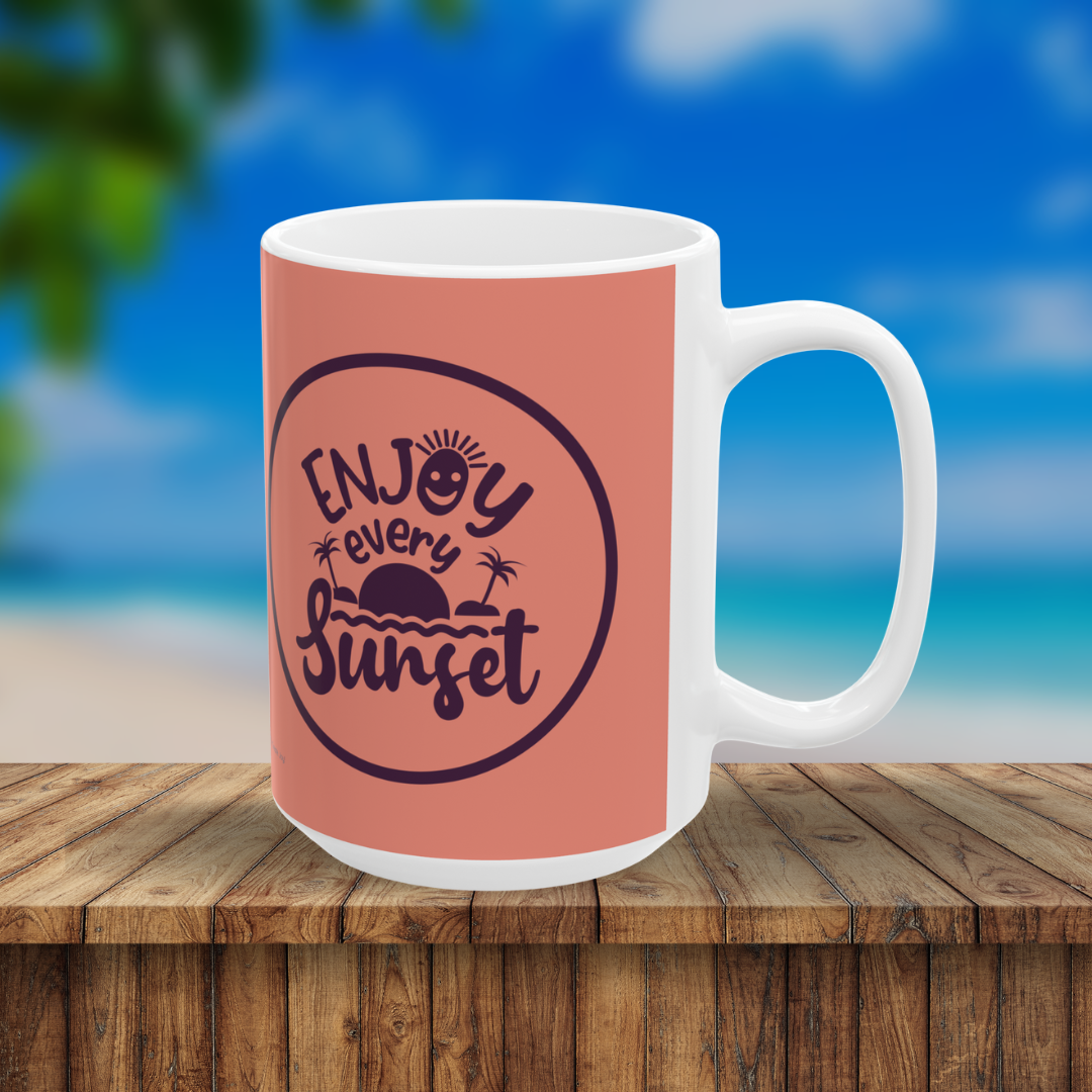 Enjoy Every Sunset Beach Double Sided Ceramic Coffee Mug