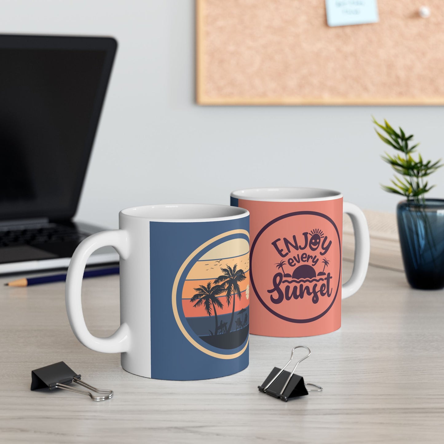 Enjoy Every Sunset Beach Double Sided Ceramic Coffee Mug