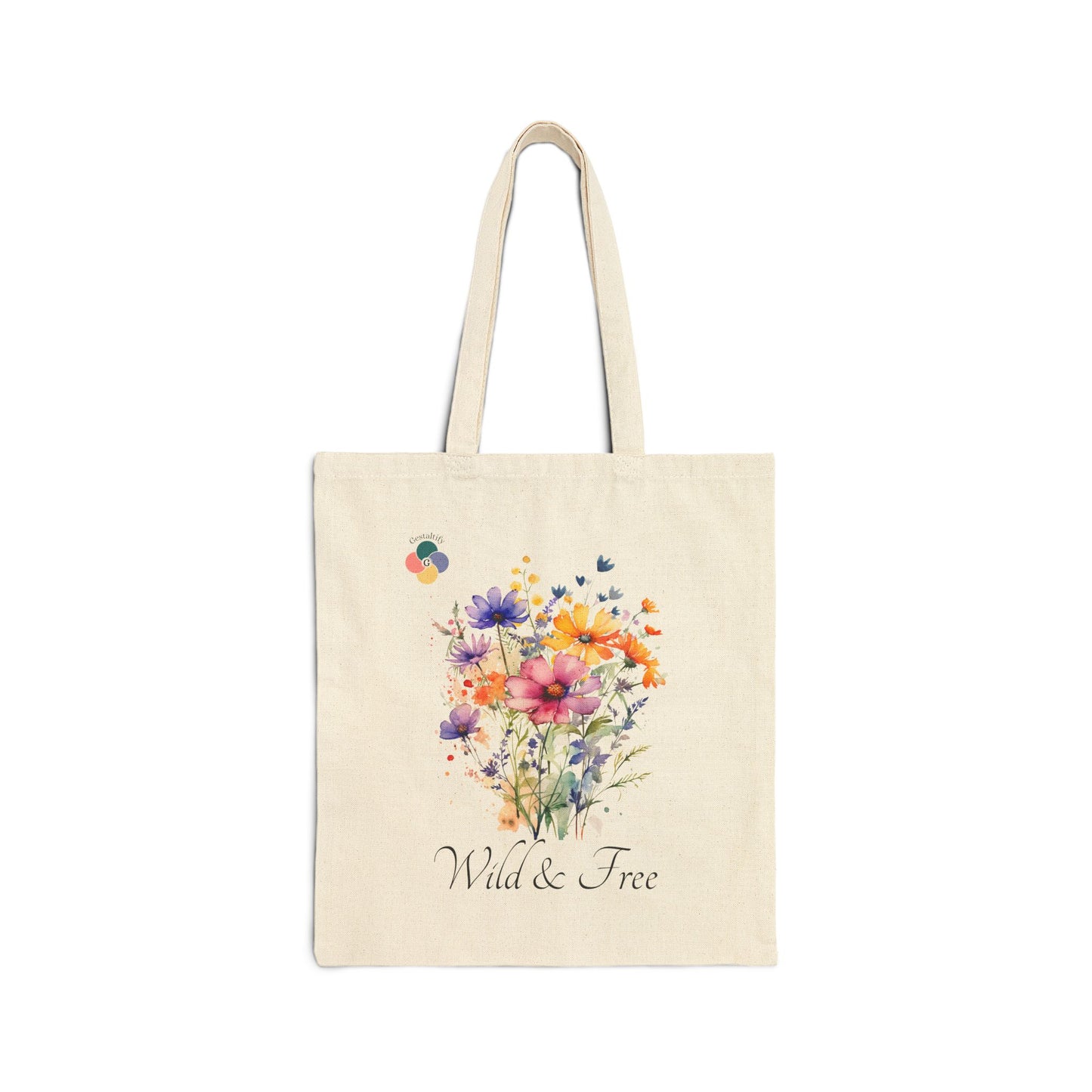 Personalized Wild & Free Floral Cotton Canvas Tote Bag