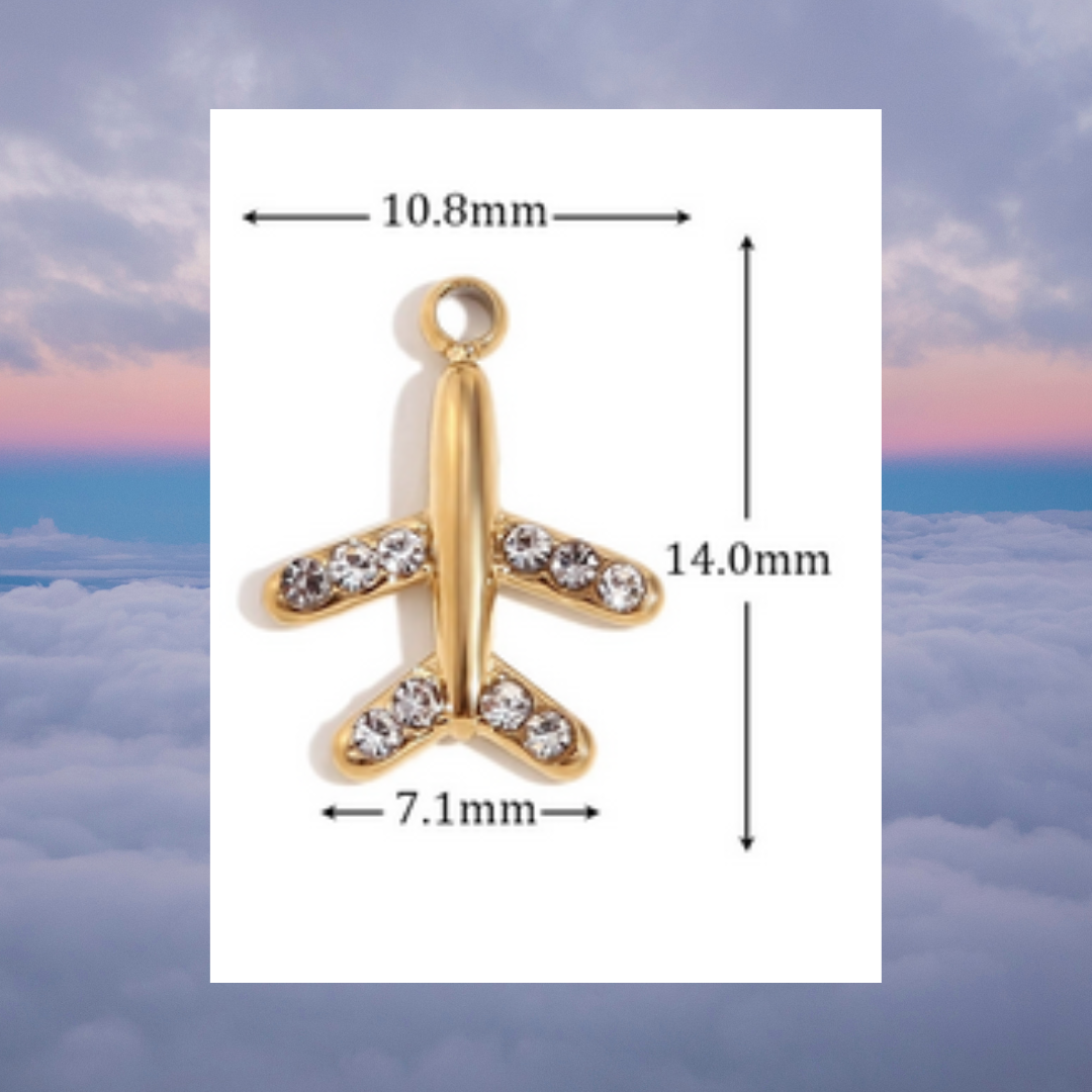 Jetsetter Sparkle Charm - Pave Gold Airplane