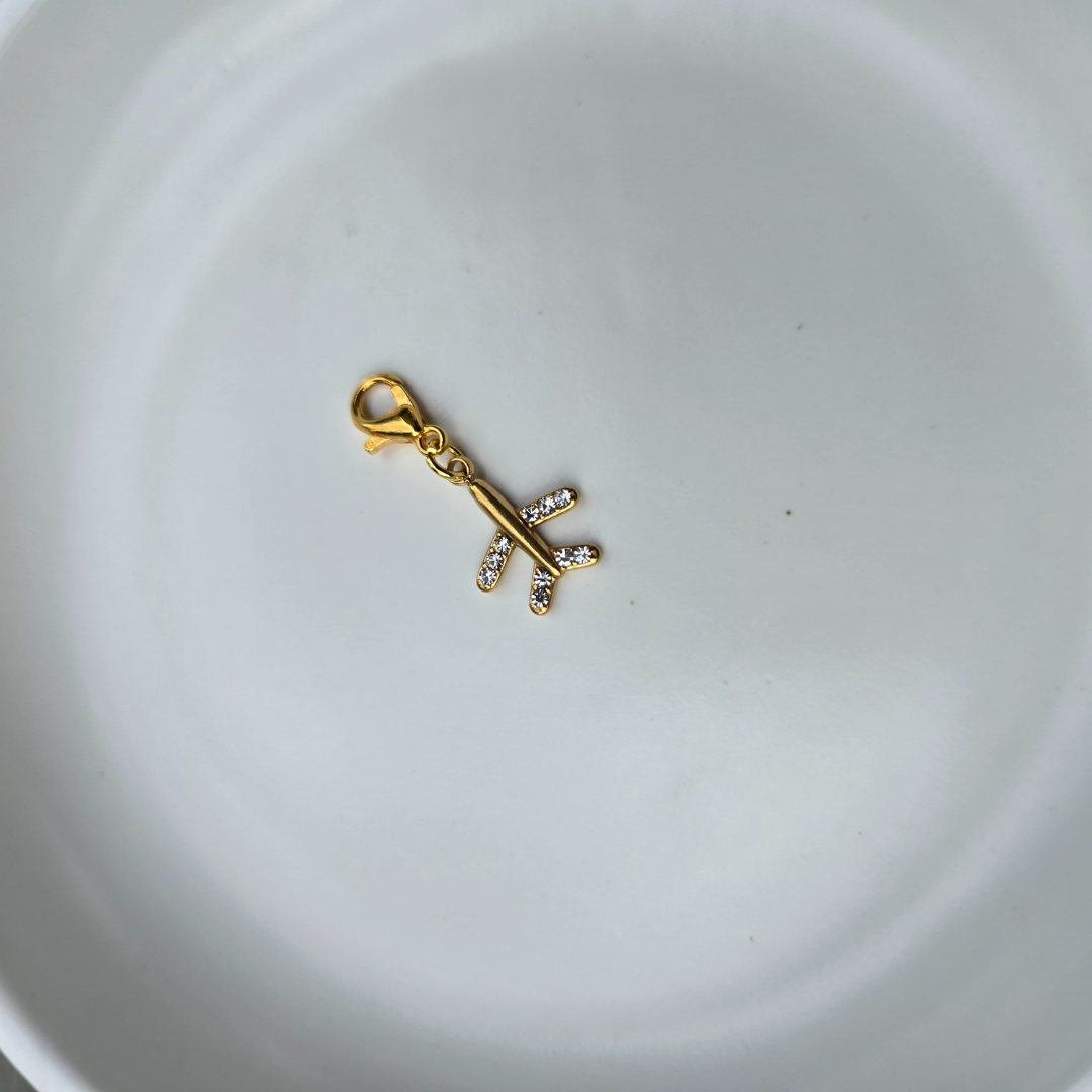 Jetsetter Sparkle Charm - Pave Gold Airplane