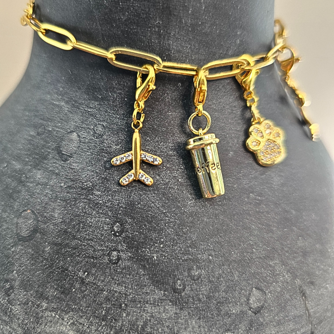 Jetsetter Sparkle Charm - Pave Gold Airplane