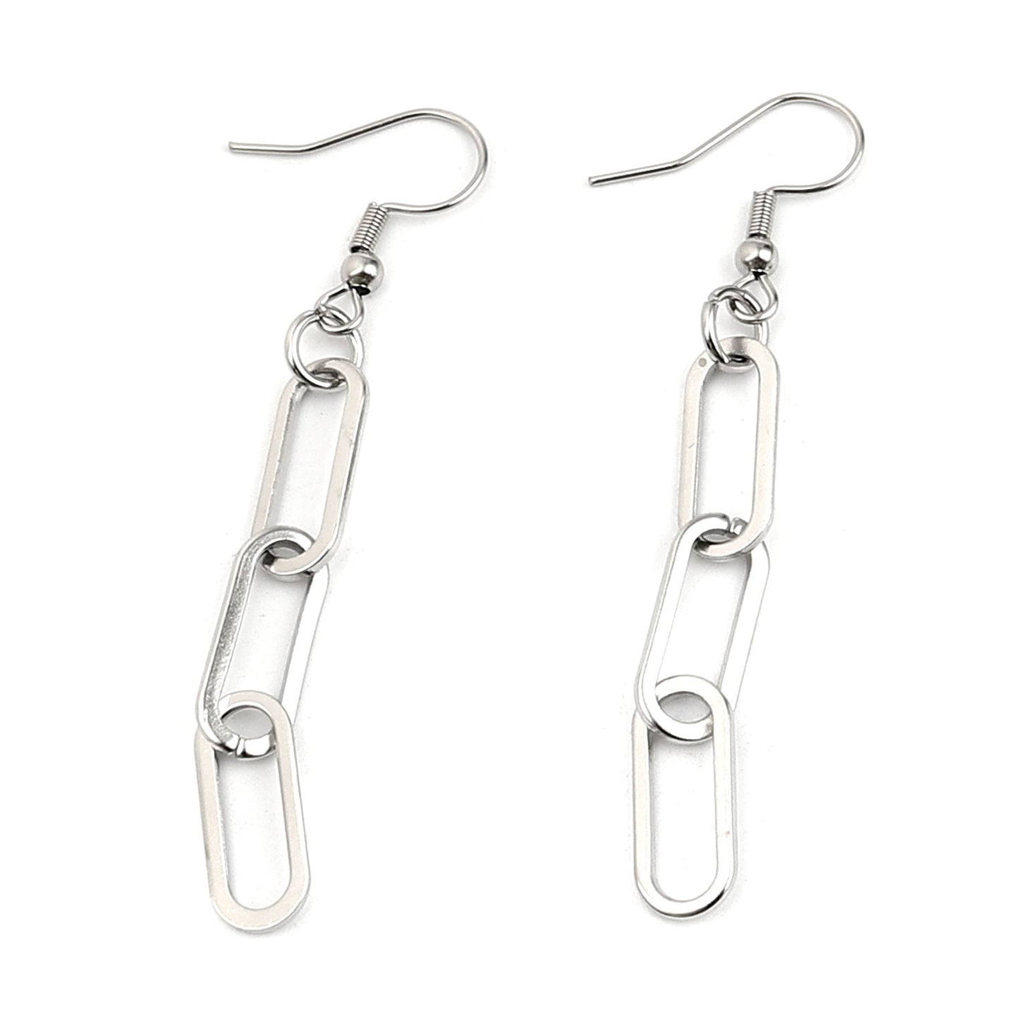 Trending Oval Paperclip Chain Dangle Earrings