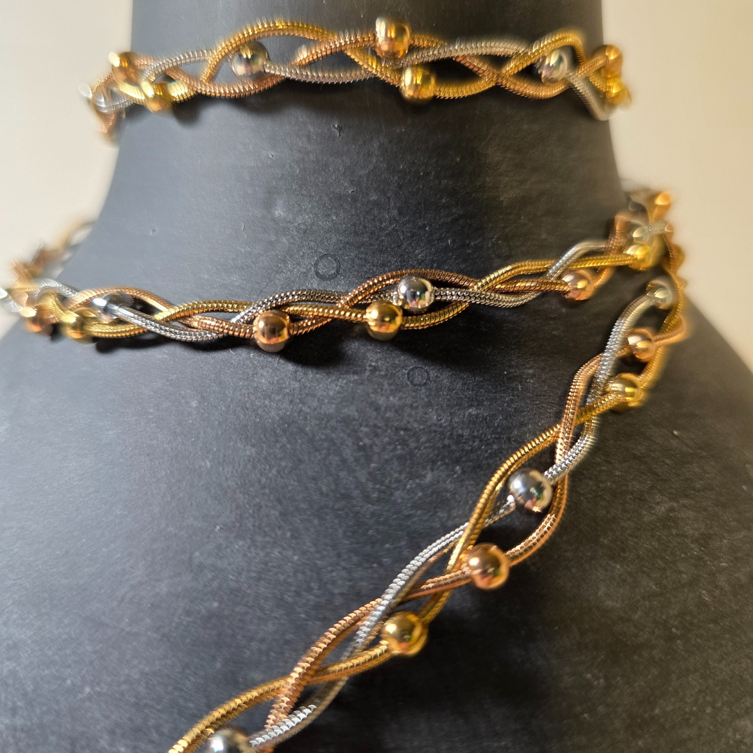 Braided & Beaded Mixed Metals Bracelet – Non-Tarnish