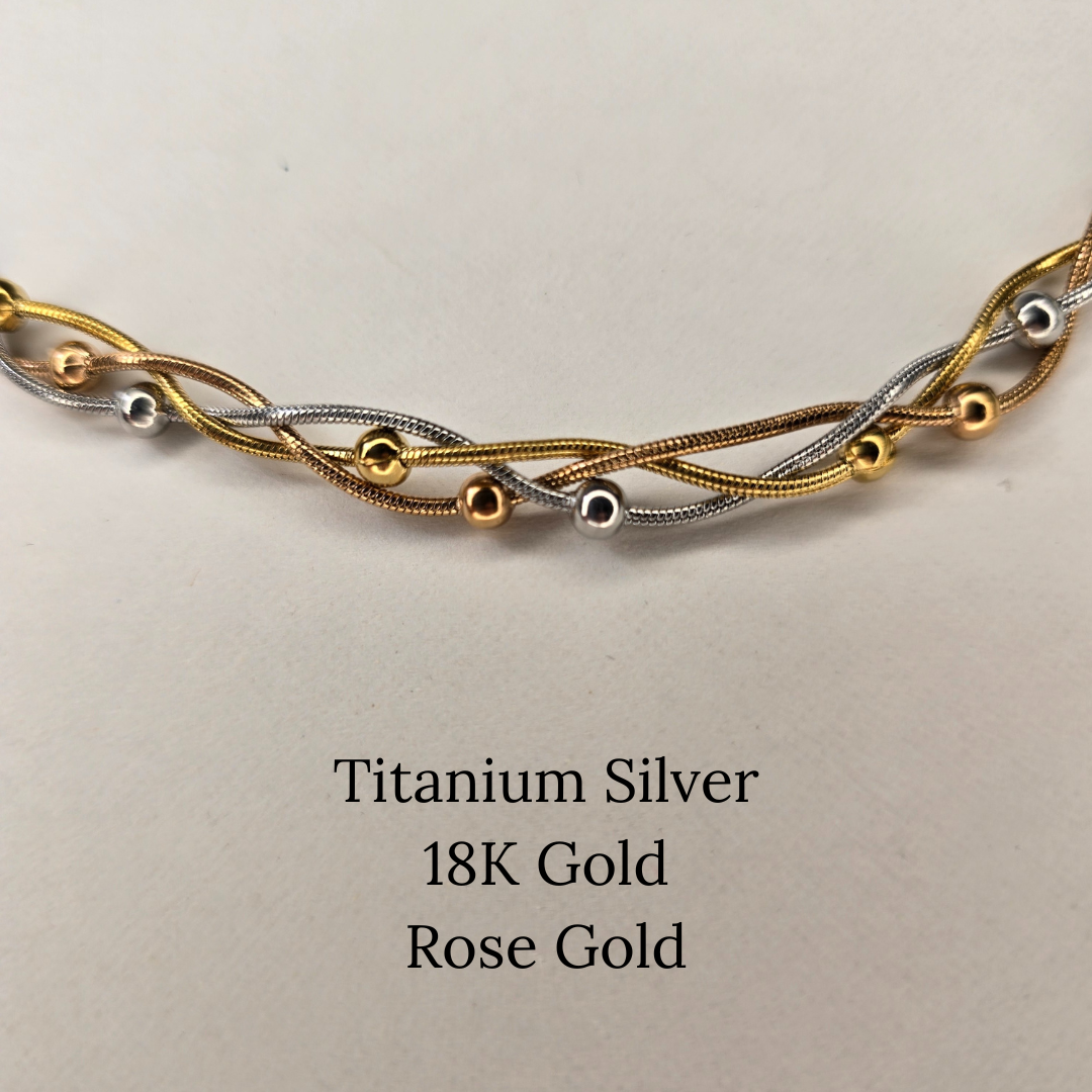 Braided & Beaded Mixed Metals Bracelet – Non-Tarnish