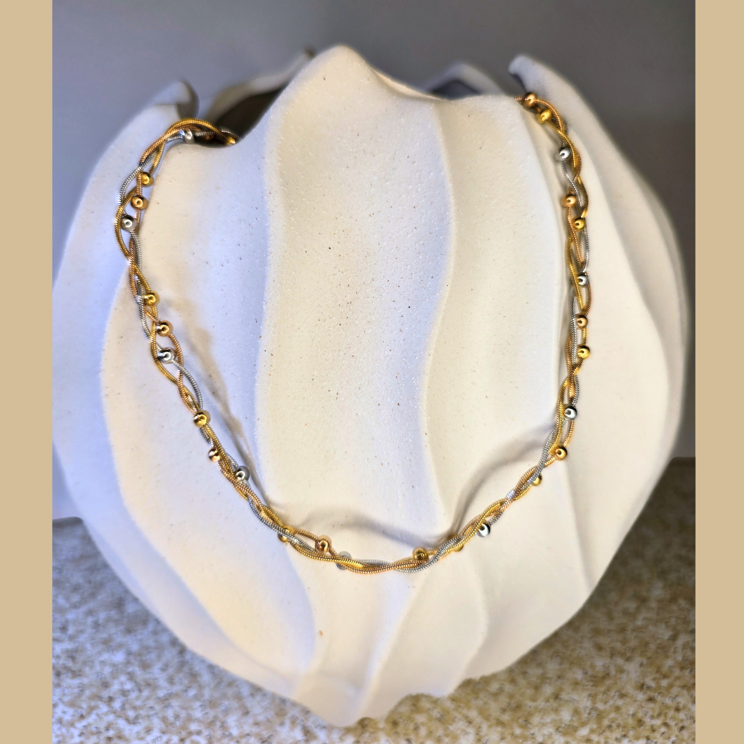 Braided & Beaded Mixed Metals Bracelet – Non-Tarnish