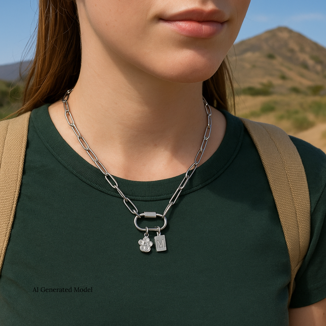 Silver Paperclip Carabiner Chain Base