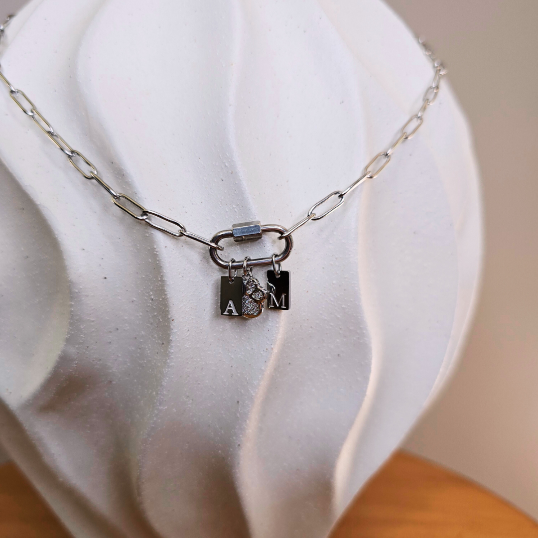 Silver Paperclip Carabiner Chain Base