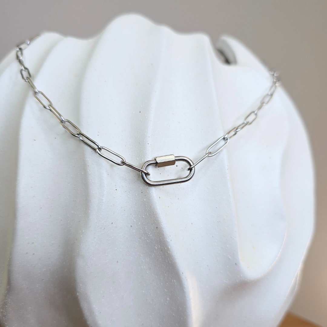 Silver Paperclip Carabiner Chain Base