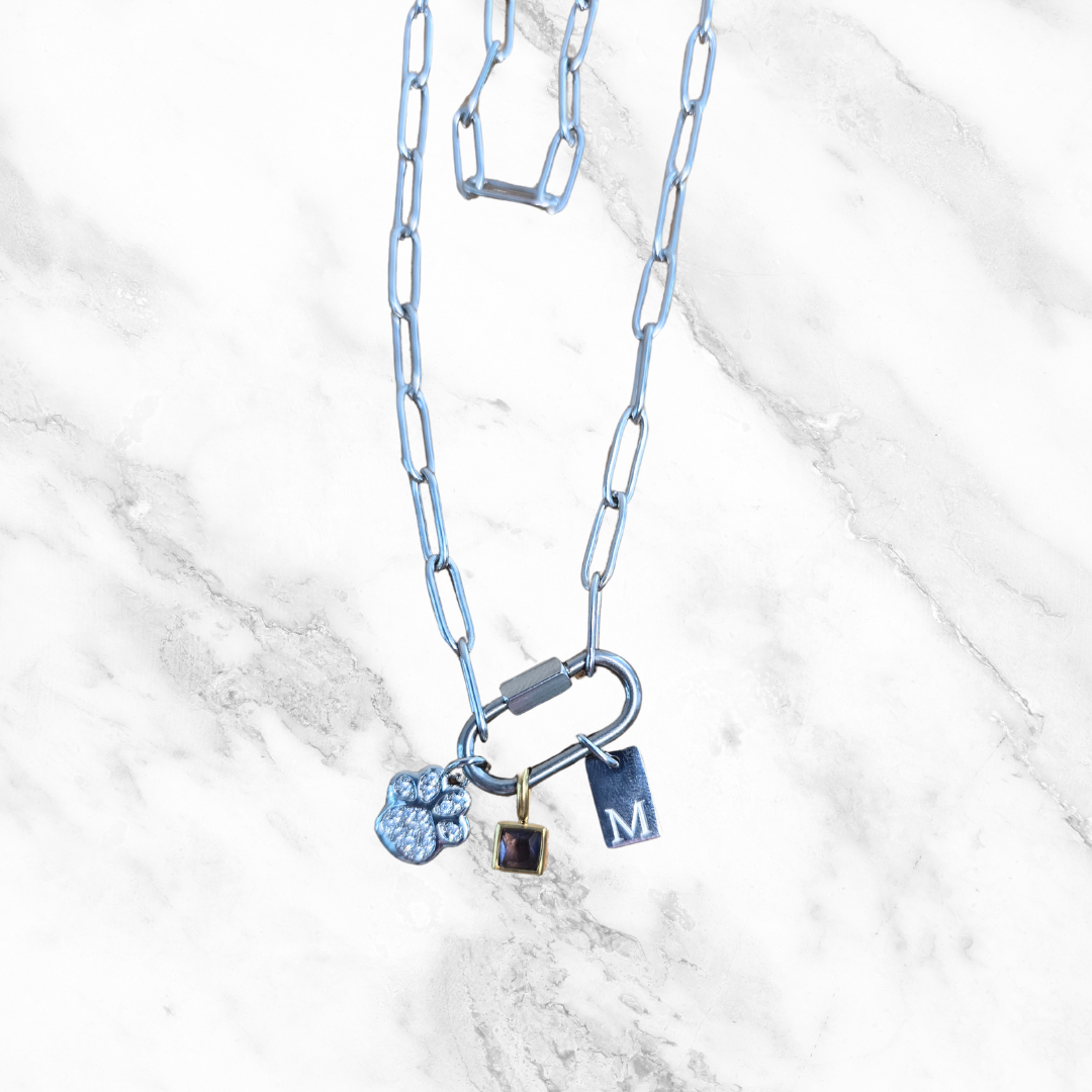 Silver Paperclip Carabiner Chain Base