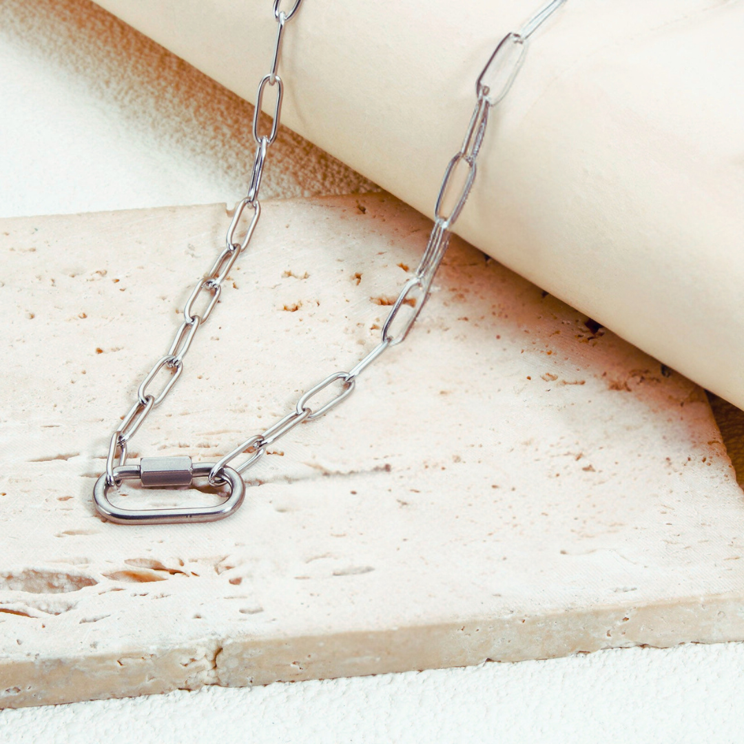 Silver Paperclip Carabiner Chain Base