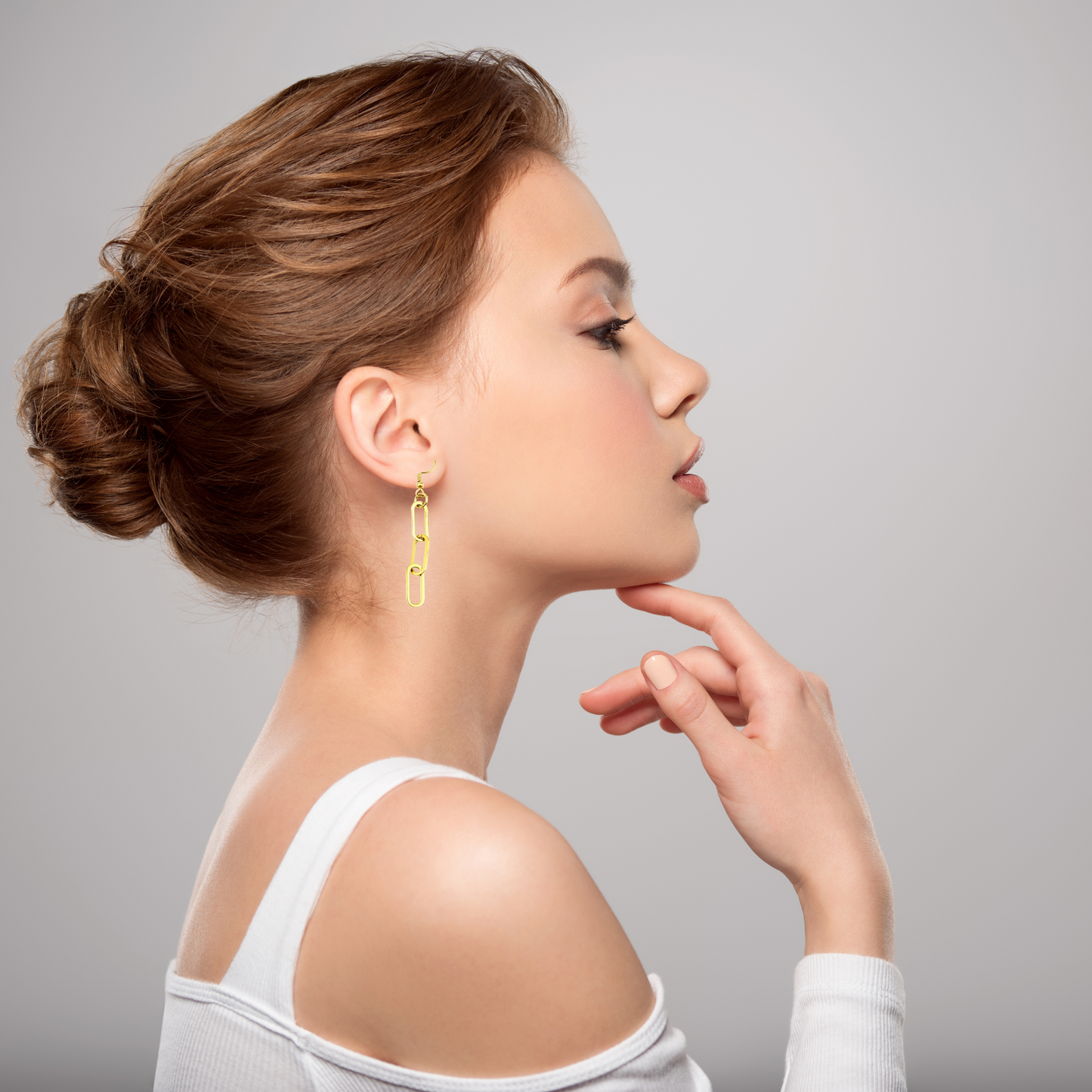 Trending Oval Paperclip Chain Dangle Earrings