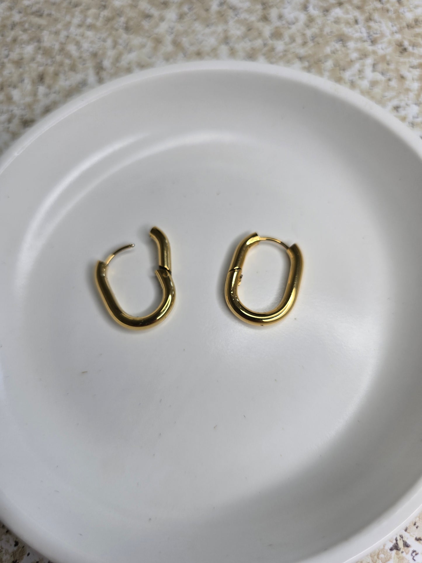 Balance And Harmony Oval Huggie Earrings | Hypoallergenic