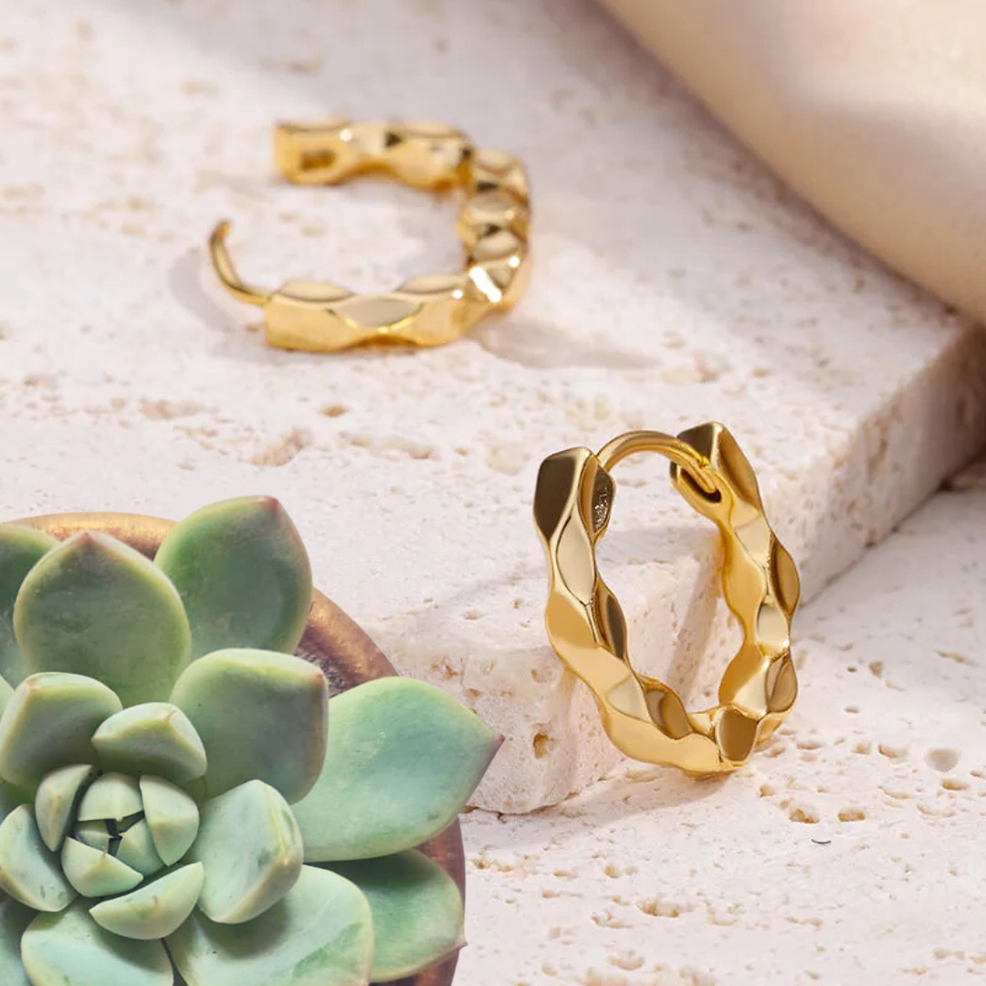Golden Wave Huggie Hoops - Comfortable