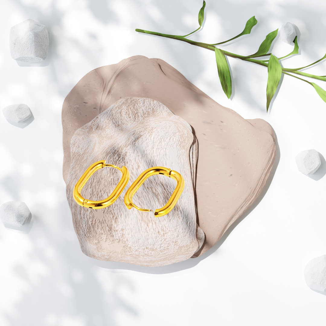 Balance And Harmony Oval Huggie Earrings | Hypoallergenic