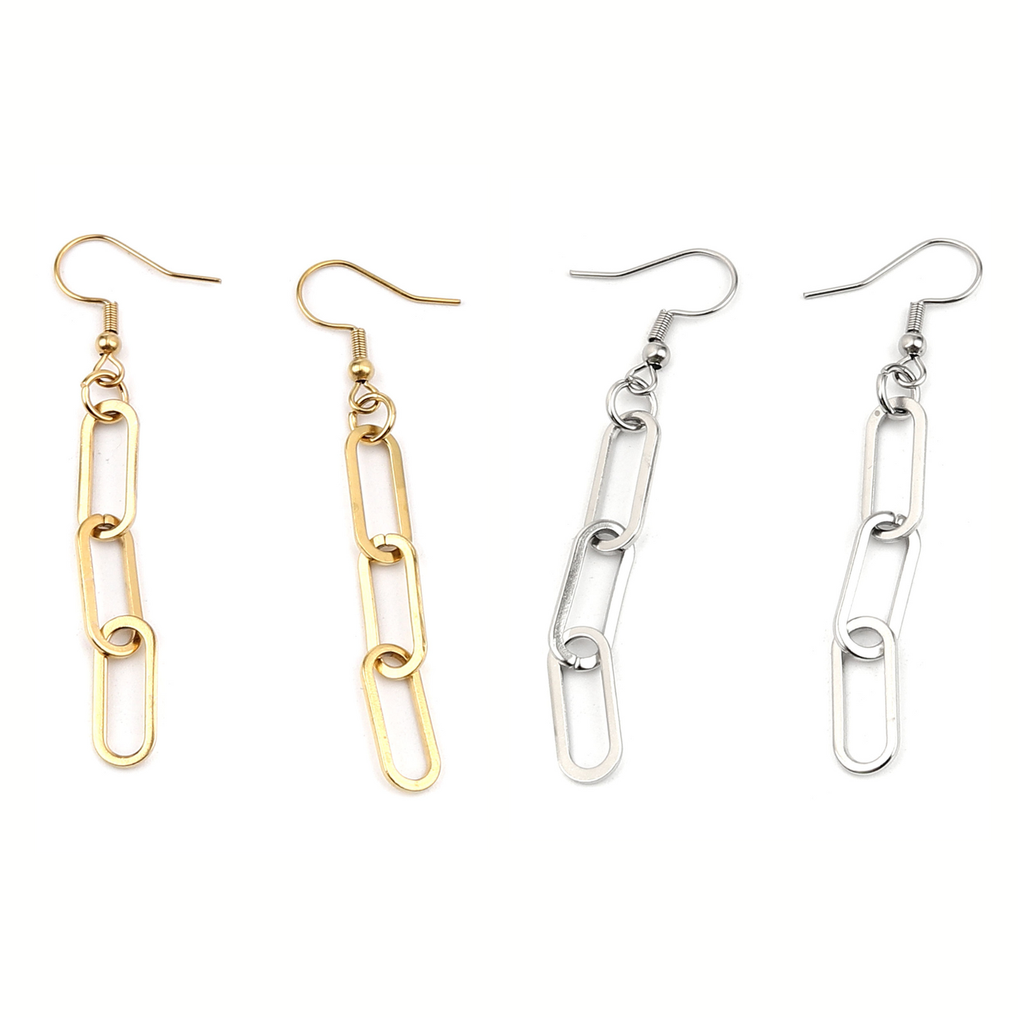 Trending Oval Paperclip Chain Dangle Earrings