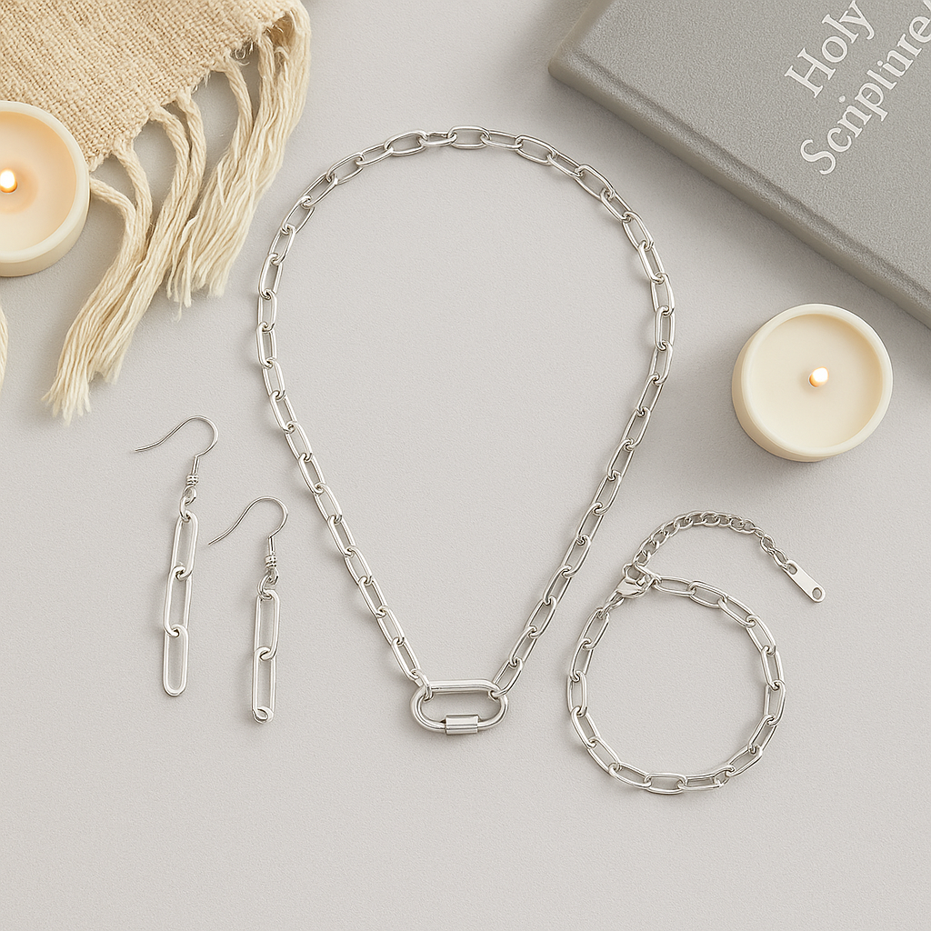 Paperclip Essentials Set - Timeless Silver Layers for Everyday Casual Wear