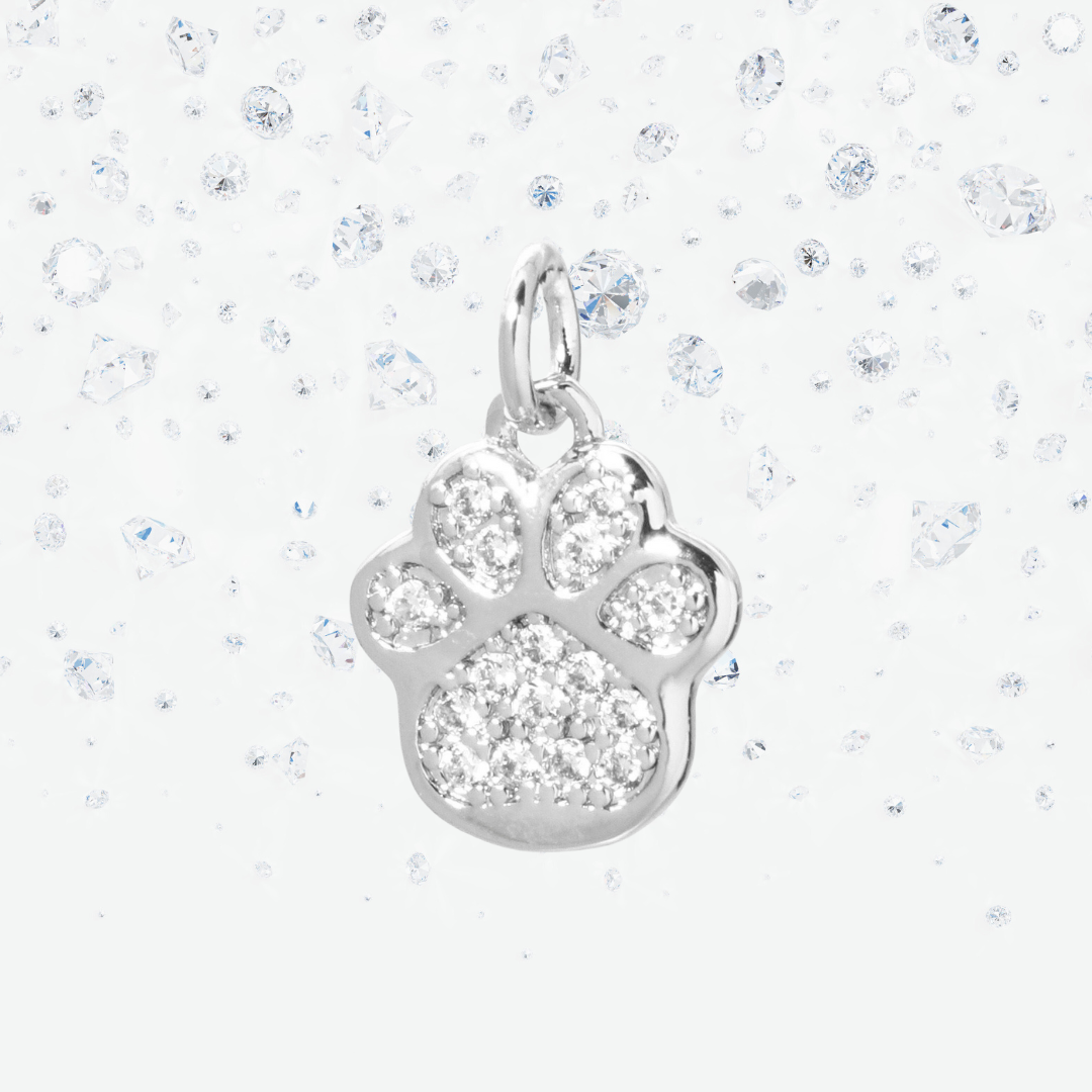 Pavé Paw Charm – Gold or Platinum