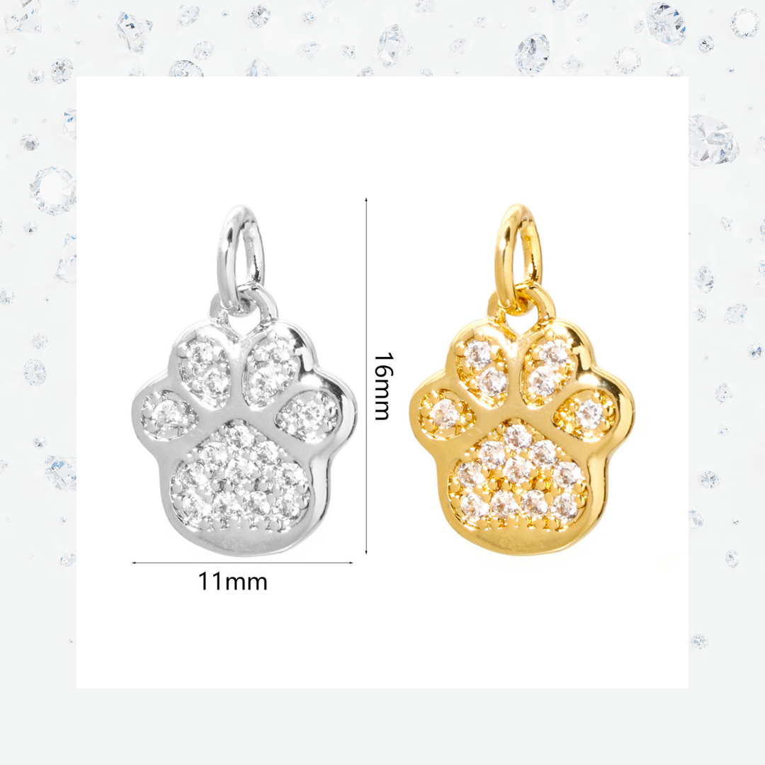Pavé Paw Charm – Gold or Platinum