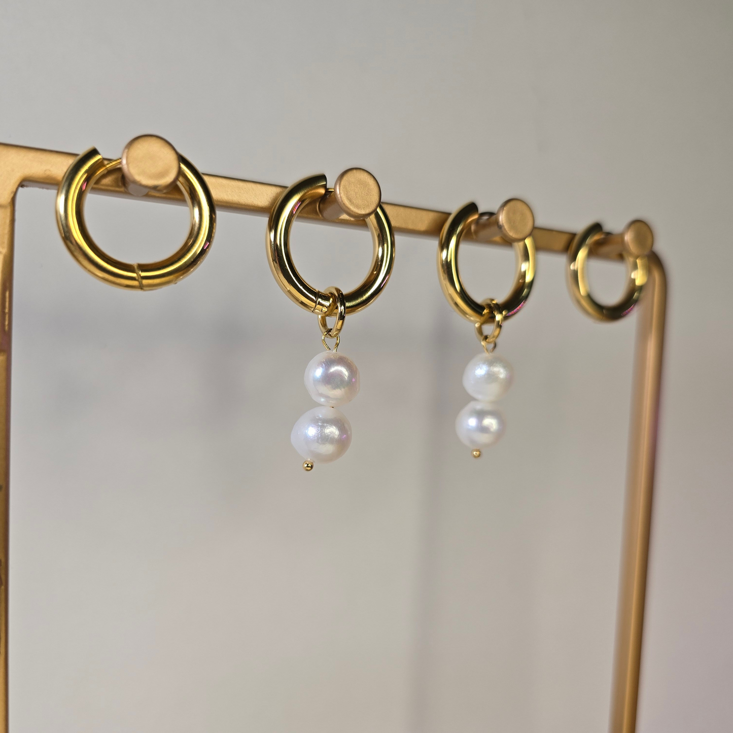 Radiance Pearl Charm Hoops – 2 in 1