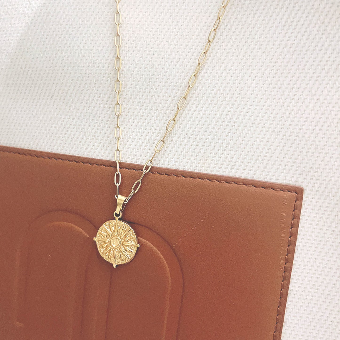 Galaxy Sun Pendant Paperclip Necklace