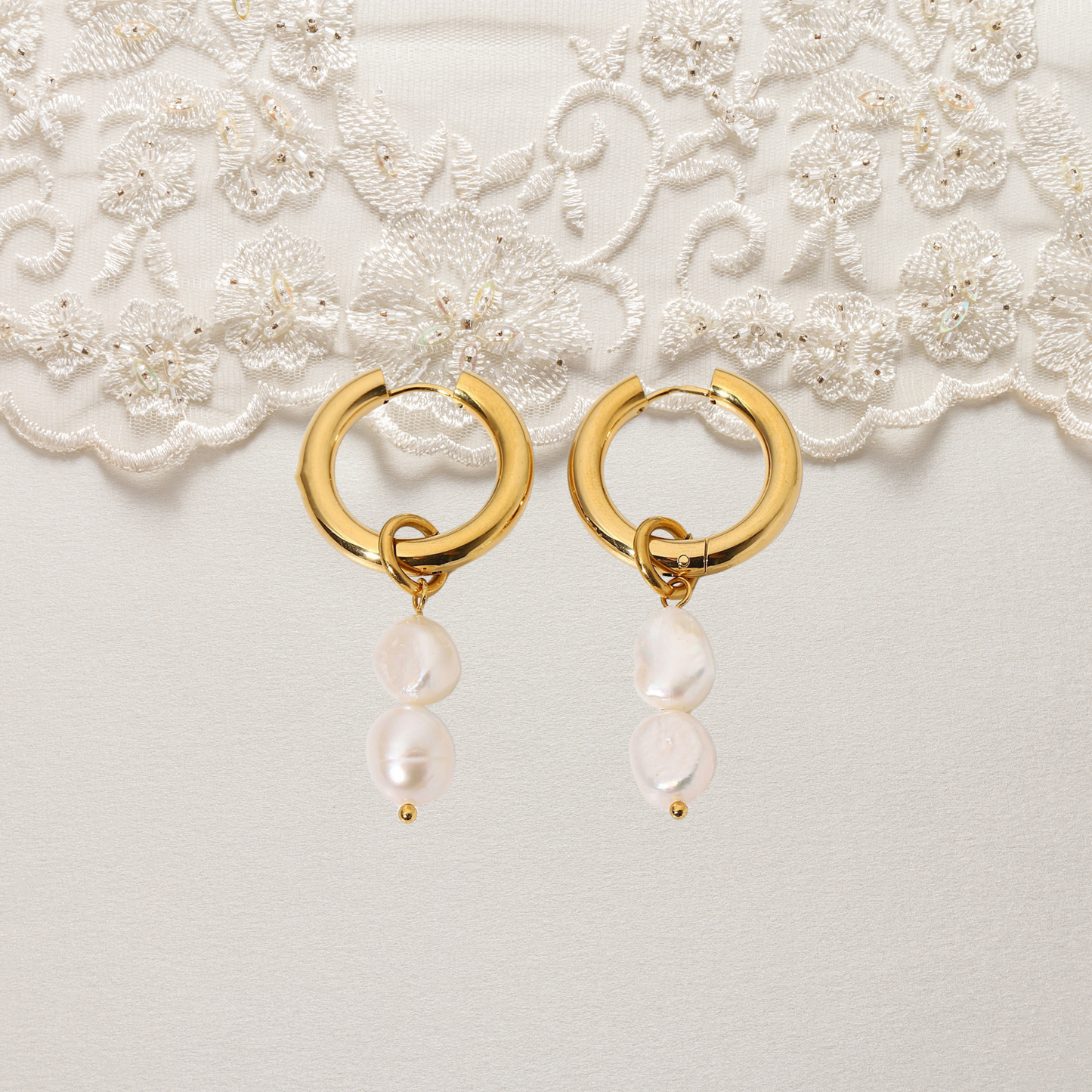 Radiance Pearl Charm Hoops – 2 in 1