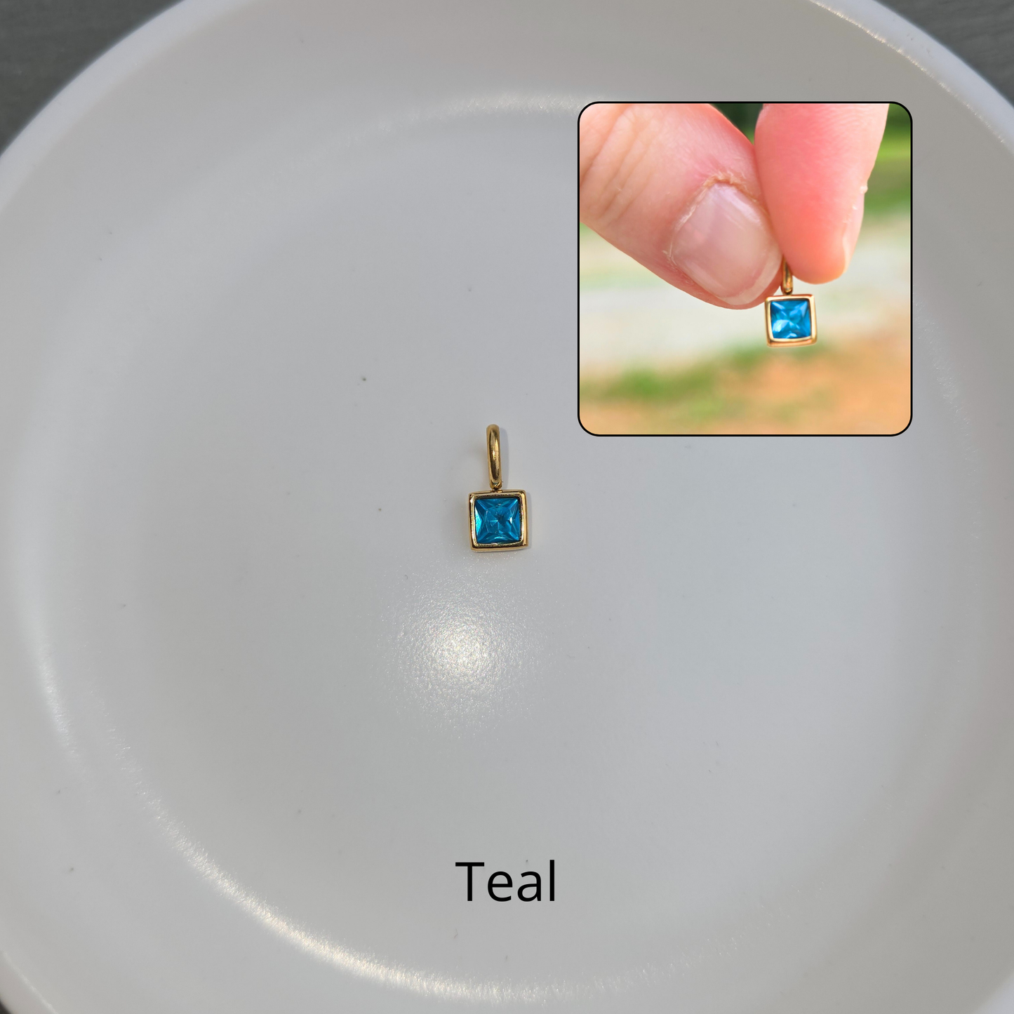 Square Glass Spark Charms