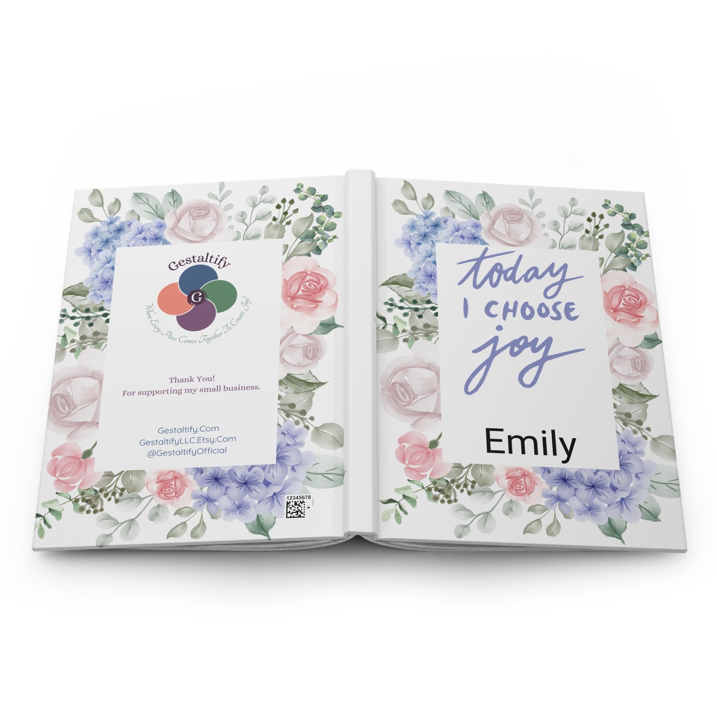 Today I Choose Joy Personalized Floral Hardcover Lined Journal