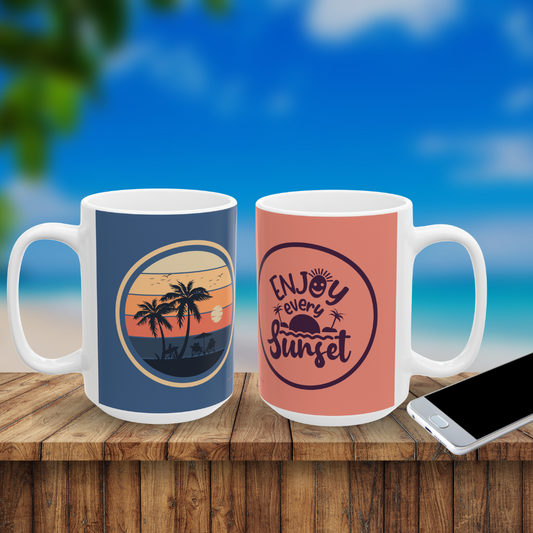 Enjoy Every Sunset Beach Double Sided Ceramic Coffee Mug