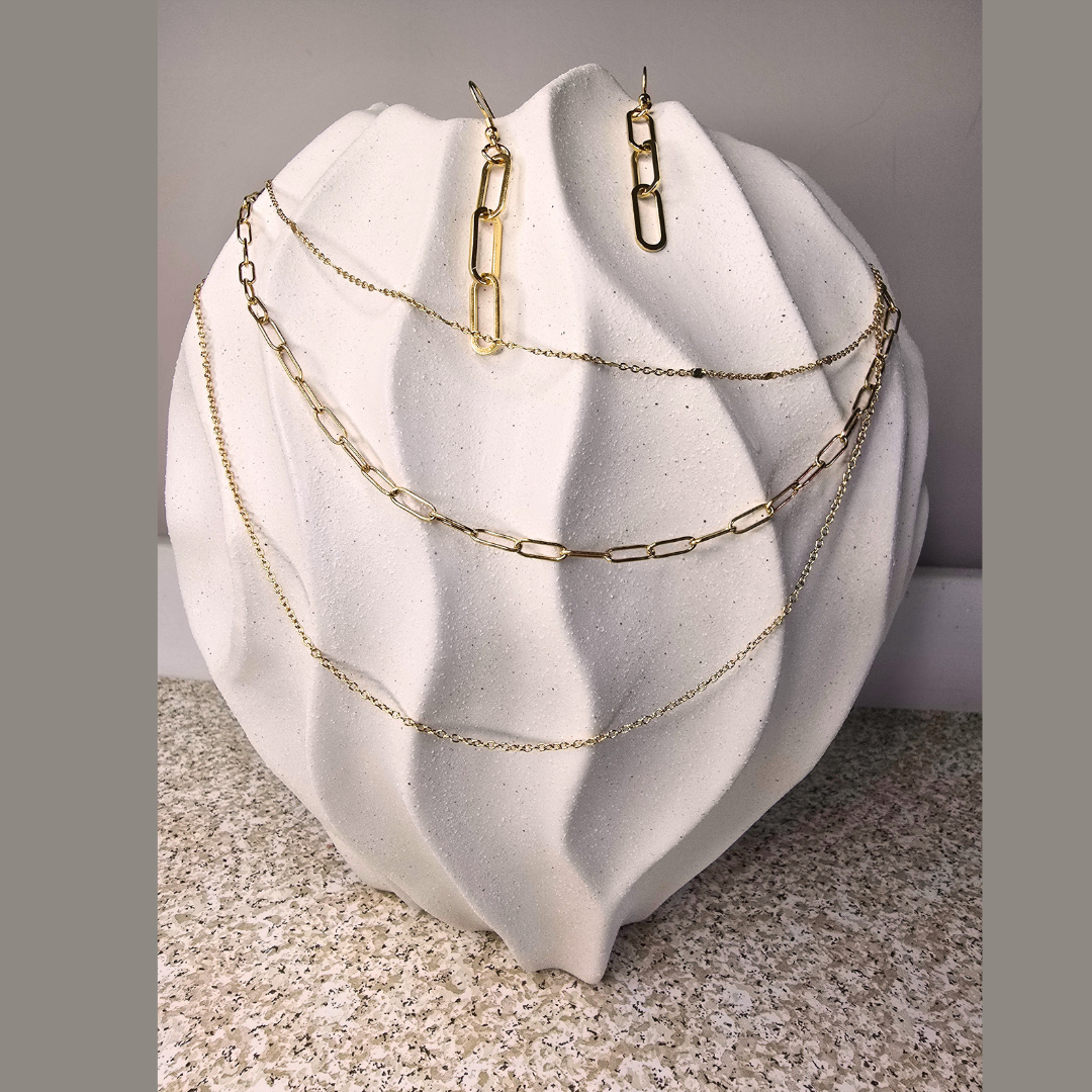 Gold Oval Paperclip Jewelry Gift Set - Trendy, Delicate, & Feminine