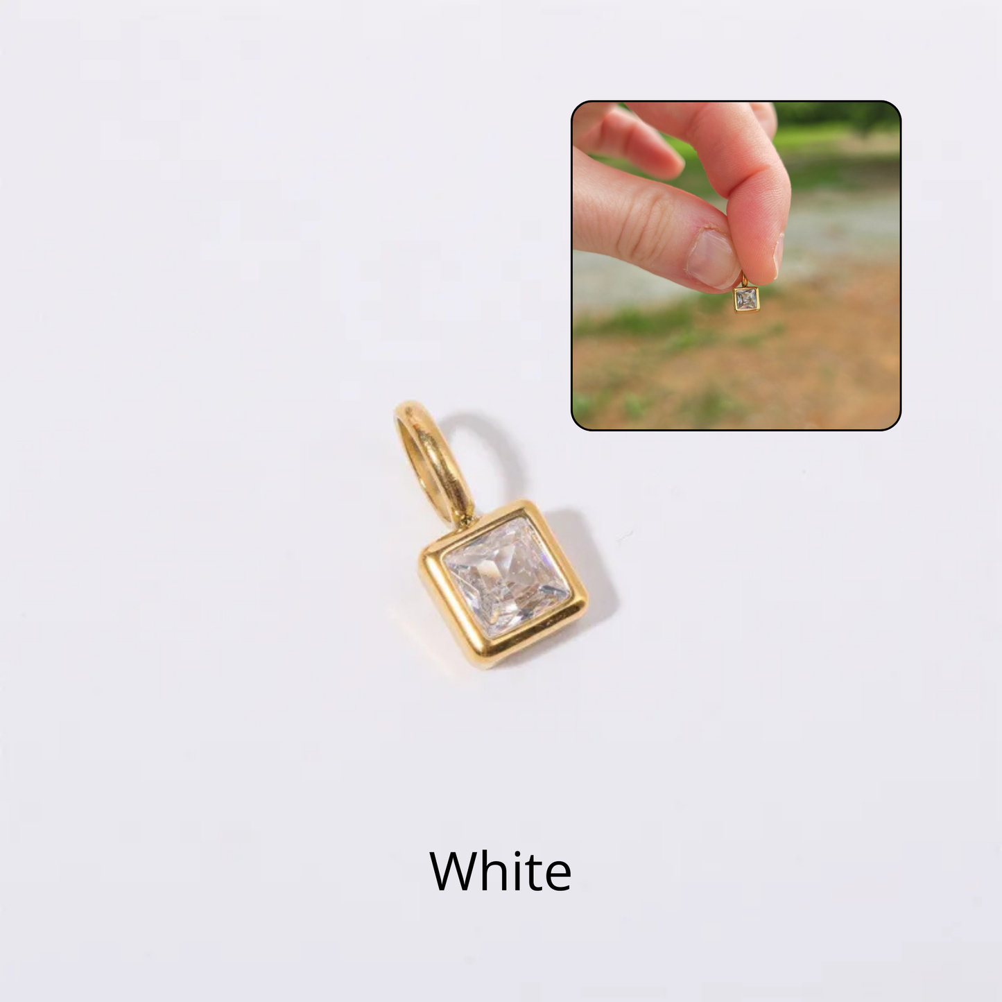 Square Glass Spark Charms