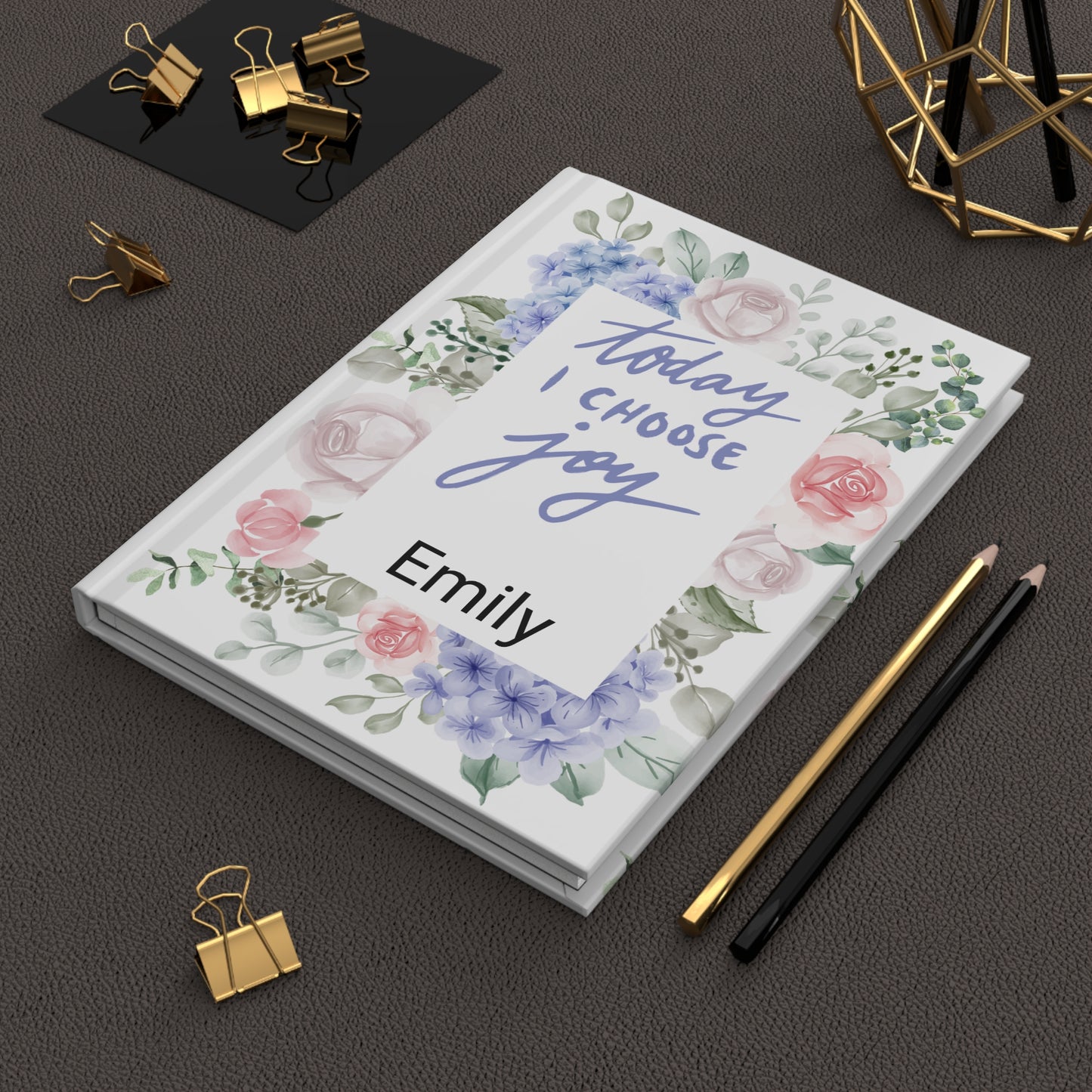 Today I Choose Joy Personalized Floral Hardcover Lined Journal