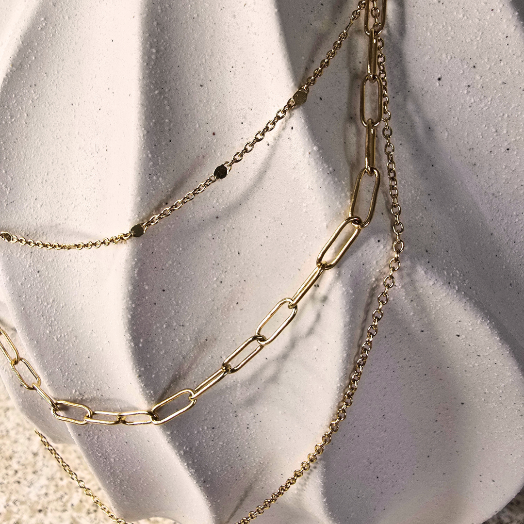 Gold Oval Paperclip Jewelry Gift Set - Trendy, Delicate, & Feminine