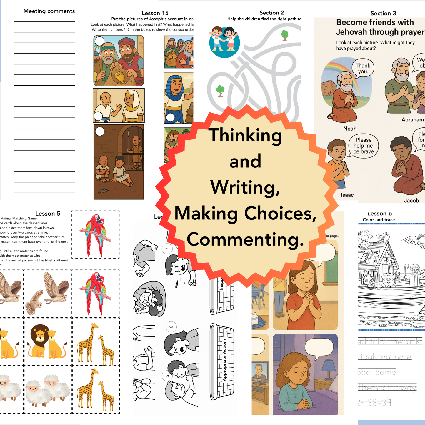 LFB JW Kids Workbook | Personalized Bound | Sect 1-4 | 22 Lessons for Ages 4–8 | Family Worship Activity Book | 65 Pages | Bible
