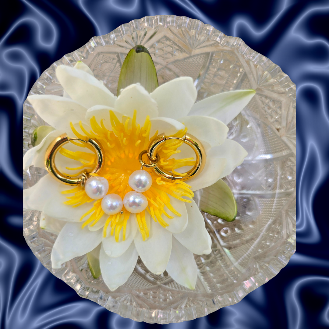 Radiance Pearl Charm Hoops – 2 in 1