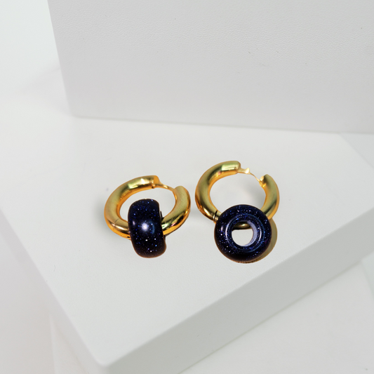 Scintillating Blue in Black Goldstone | Hypoallergenic