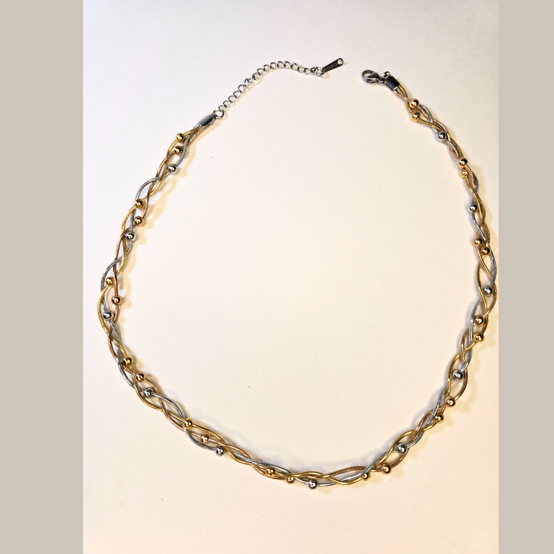 Braided & Beaded Mixed Metals Bracelet – Non-Tarnish
