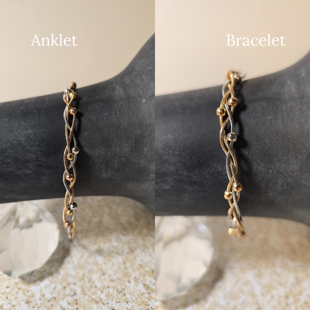 Braided & Beaded Mixed Metals Bracelet – Non-Tarnish