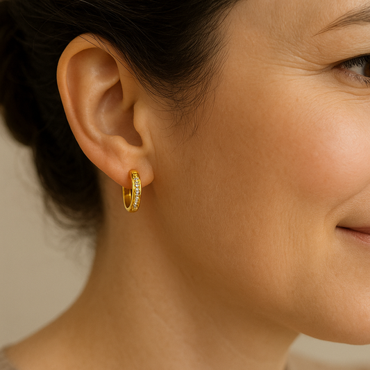 Petite Diamond Huggie Hoop Earrings - Small Sparkle, Big Impact