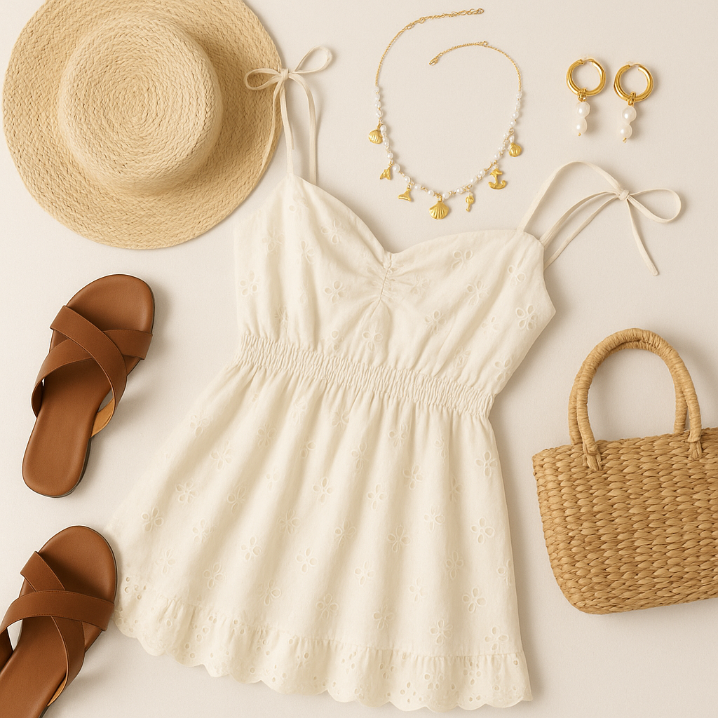 Seaside Whispers Necklace – Modern Pearls, Golden Charms, Summer Vibes