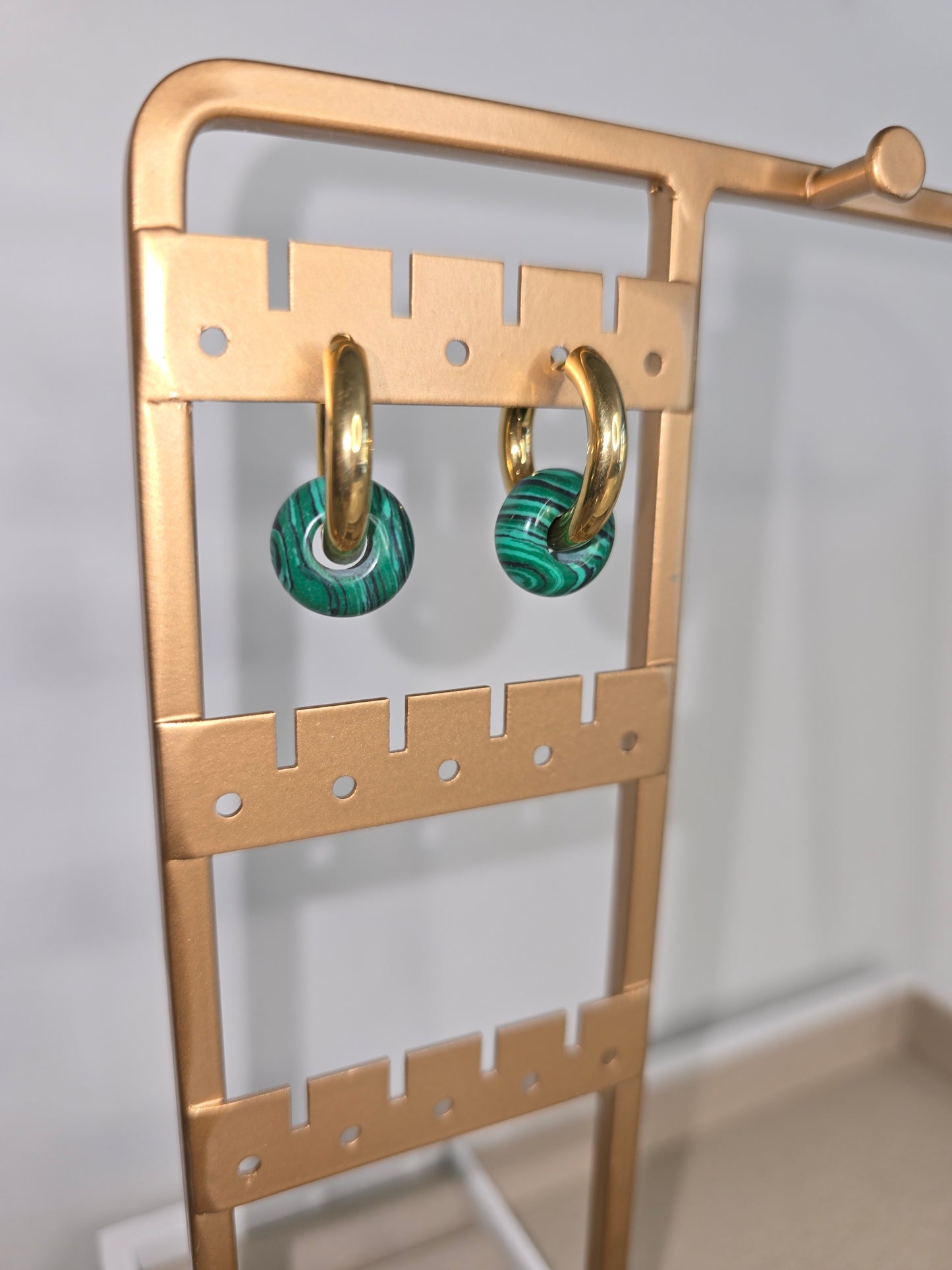 Transformations Gold and Malachite Hoop Earrings | Interchangeable