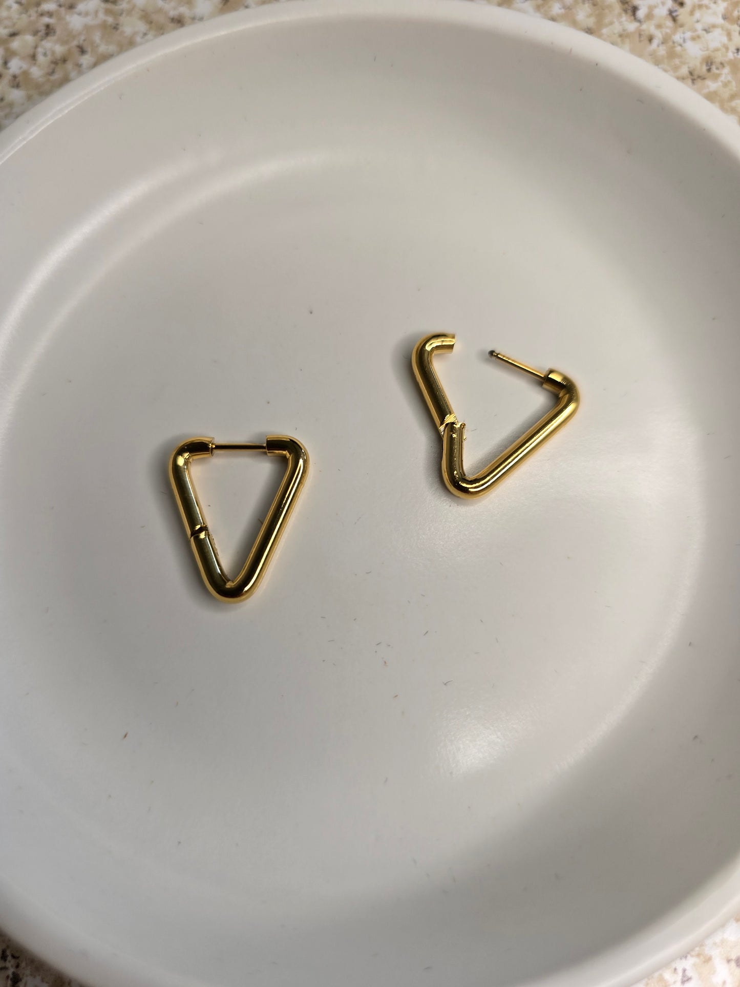 Progress And Change Triangle Huggie Earrings