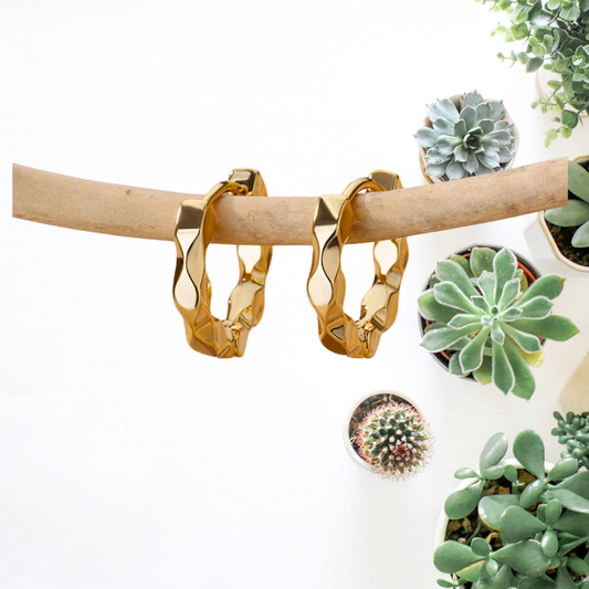 Golden Wave Huggie Hoops - Comfortable