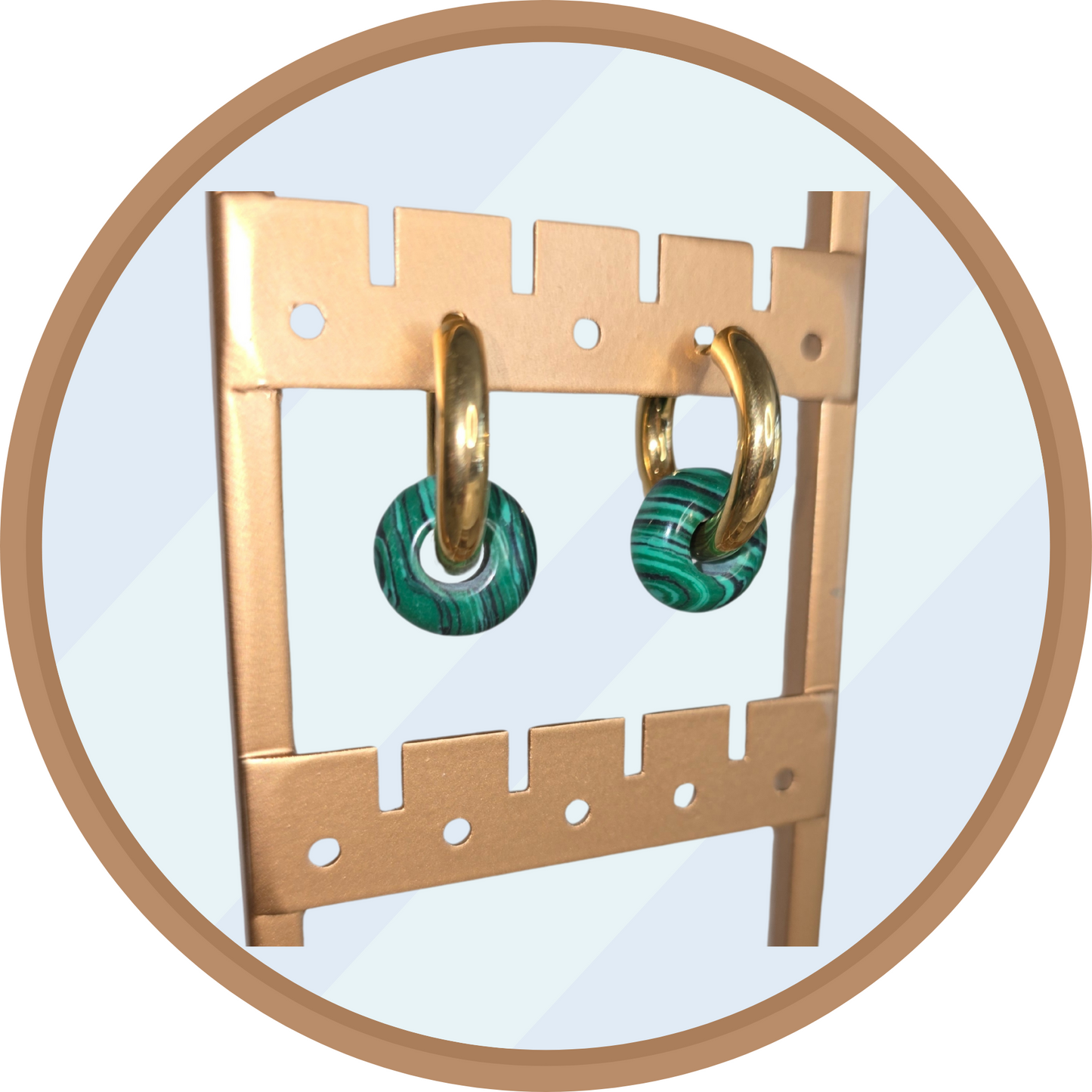 Transformations Gold and Malachite Hoop Earrings | Interchangeable