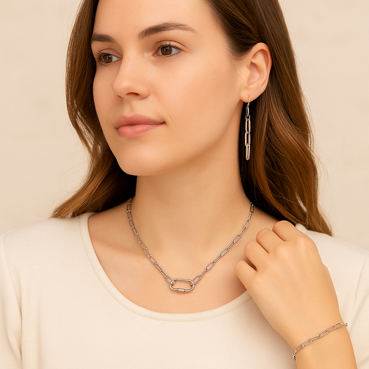 Paperclip Essentials Set - Timeless Silver Layers for Everyday Casual Wear