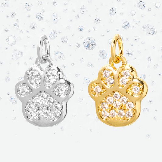 Pavé Paw Charm – Gold or Platinum
