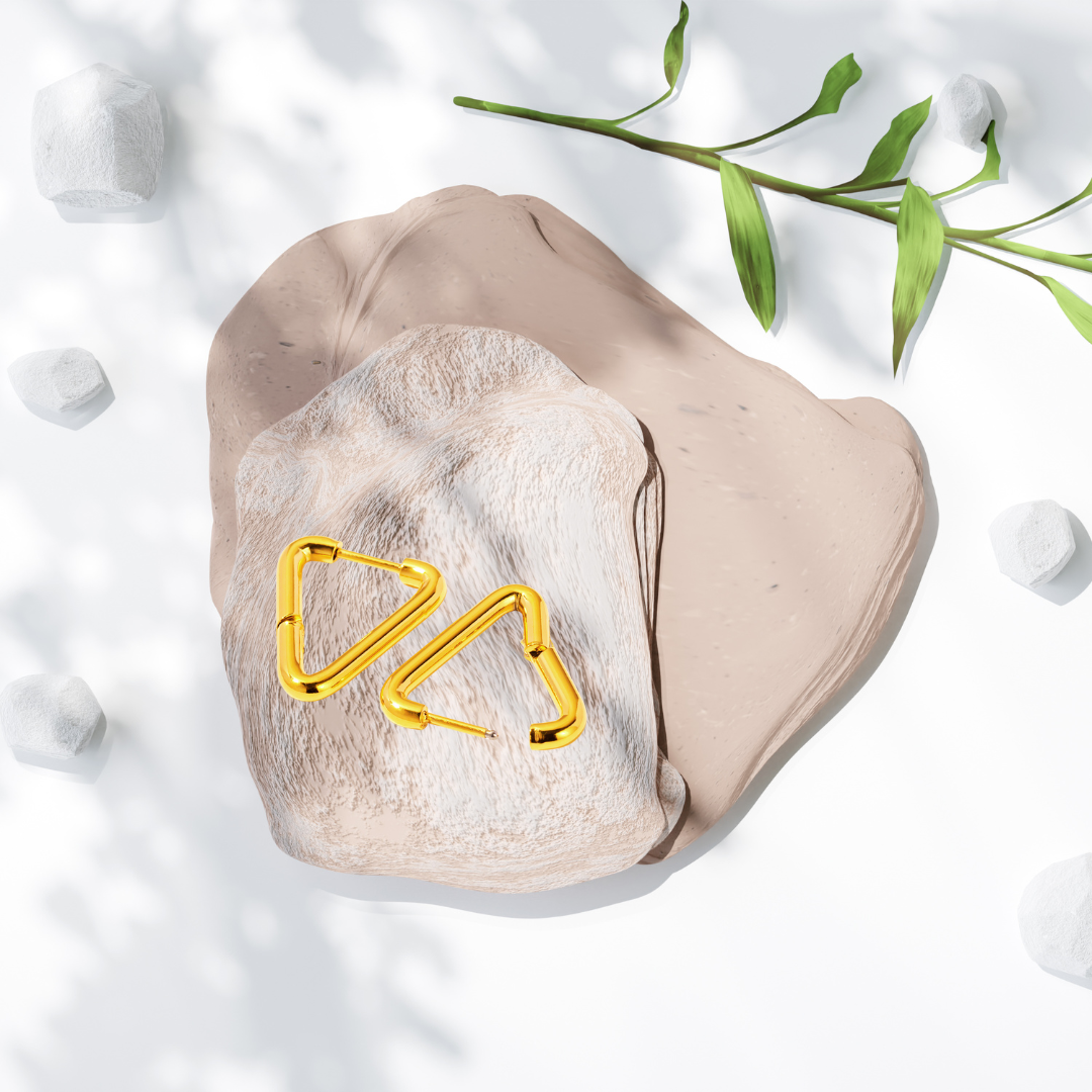 Progress And Change Triangle Huggie Earrings